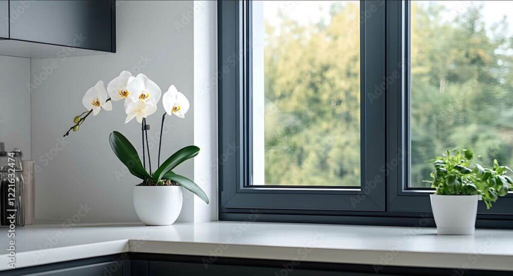 Parapety wewnętrzne do kuchni i łazienki: spiek, konglomerat kwarcowy lub PCV; kluczowe niska nasiąkliwość, plamoodporność i szczelny montaż.