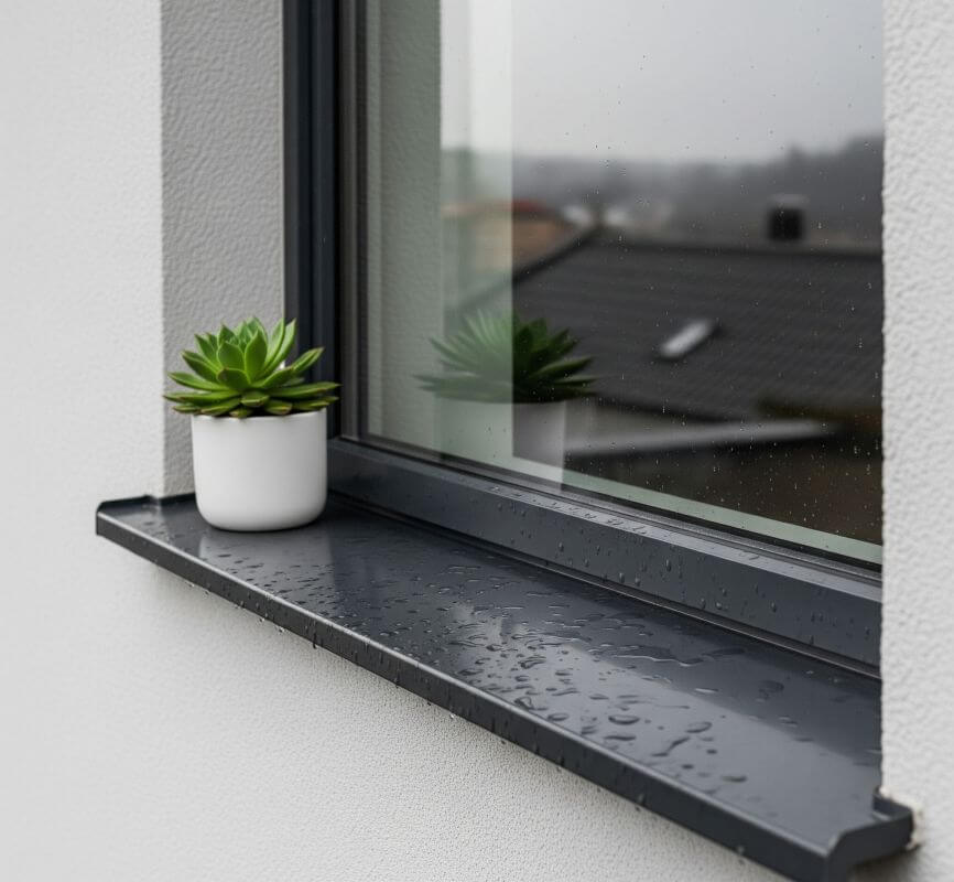 Parapety zewnętrzne do nowoczesnej architektury: aluminium, stal, konglomerat; RAL antracyt/szarość/czerń, spadek, kapinos, dylatacje.